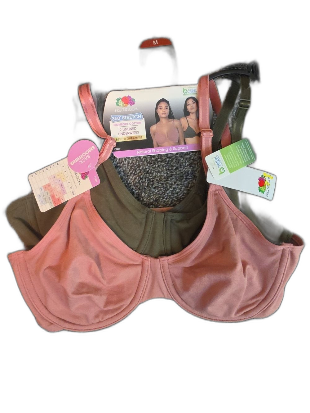 Fruit of the Loom Women’s 2-Pack Underwire Bras - Dusty Rose & Olive